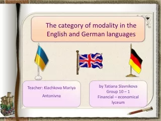 The  categor y of modality in the English and German languages