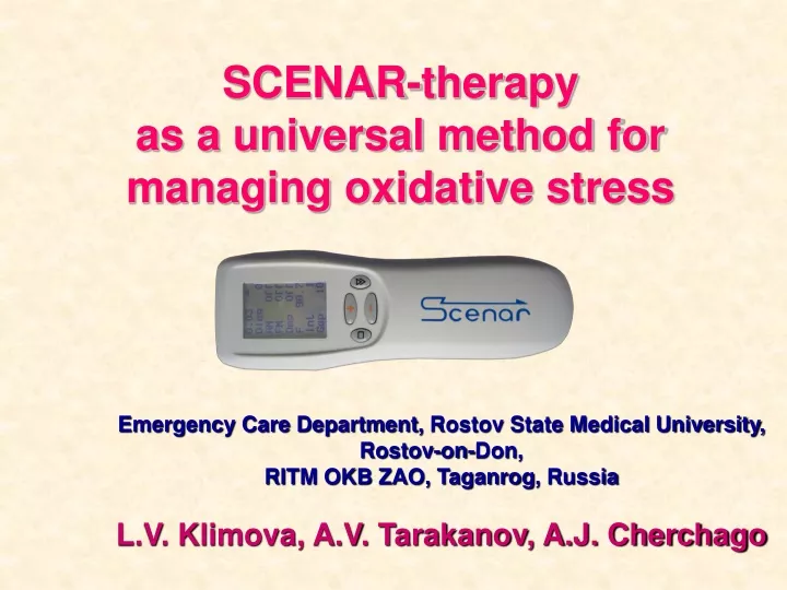 scenar therapy as a universal method for managing oxidative stress