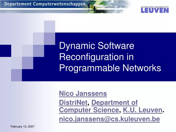 dynamic software reconfiguration in programmable networks