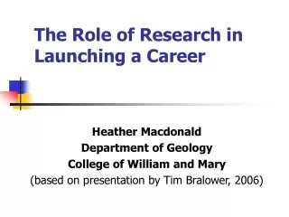 The Role of Research in Launching a Career