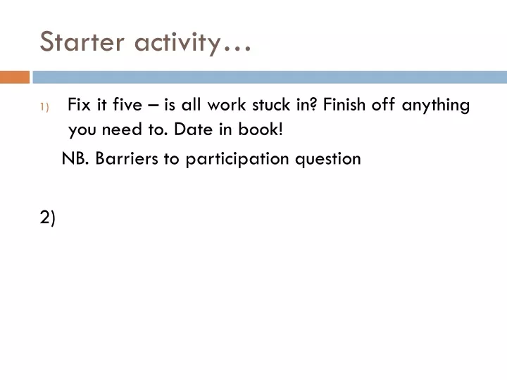 starter activity