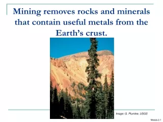 Mining removes rocks and minerals that contain useful metals from the Earth’s crust.