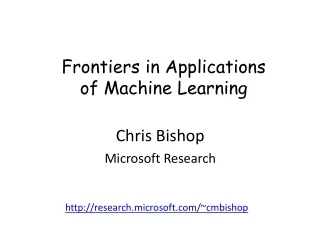Frontiers in Applications of Machine Learning