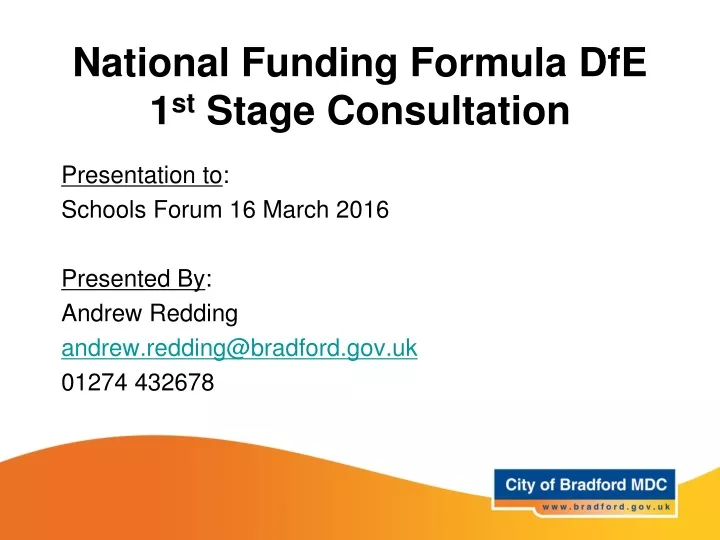 national funding formula dfe 1 st stage consultation
