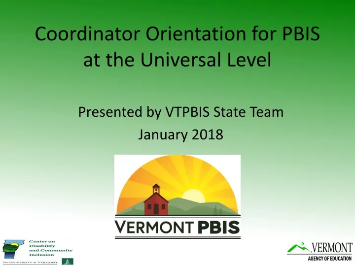 coordinator orientation for pbis at the universal level