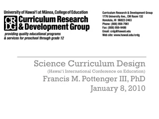 Science Curriculum Design (Hawai‘i International Conference on Education)