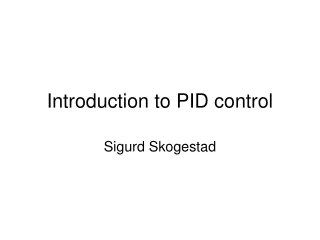 Introduction to PID control