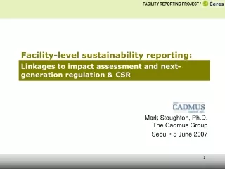 Linkages to impact assessment and next-generation regulation &amp; CSR