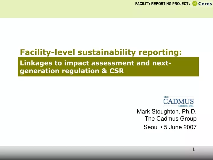 linkages to impact assessment and next generation regulation csr