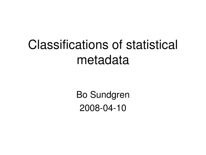 classifications of statistical metadata