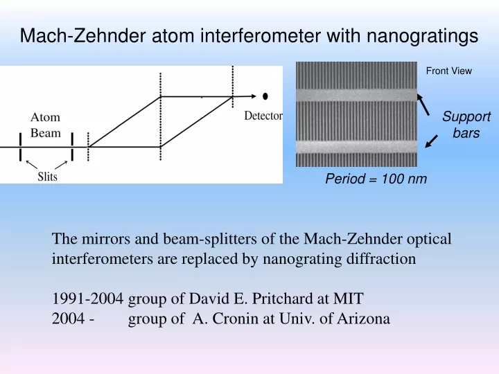 mach zehnder atom interferometer with nanogratings