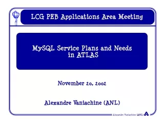 LCG PEB Applications Area Meeting