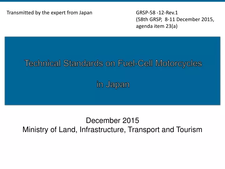 technical standards on fuel cell motorcycles in japan