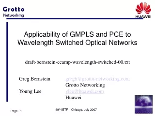 Applicability of GMPLS and PCE to Wavelength Switched Optical Networks