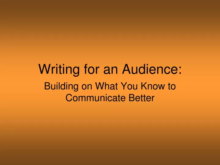 writing for an audience