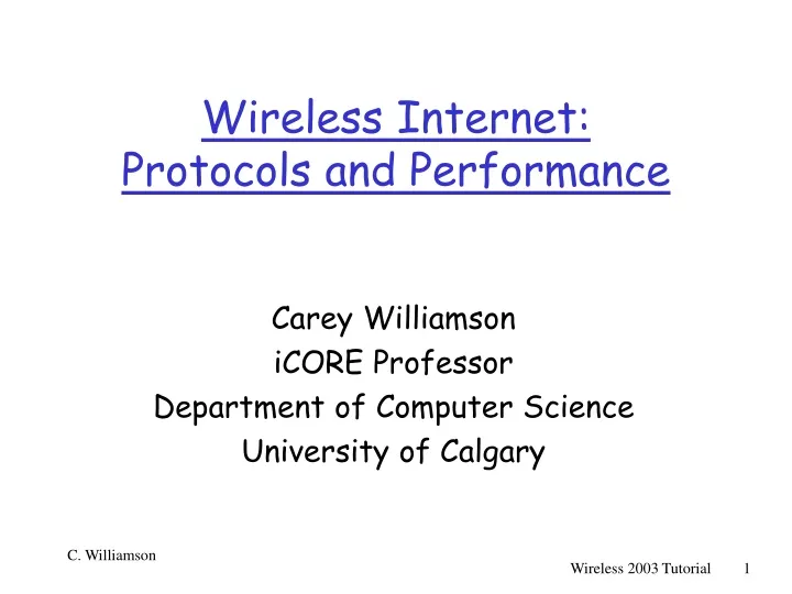 wireless internet protocols and performance