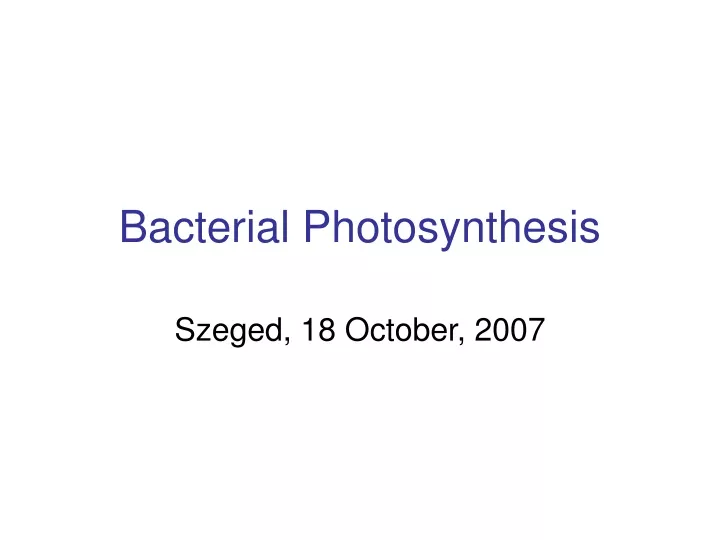 bacterial photosynthesis