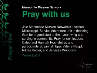 Mennonite Mission Network Pray with us