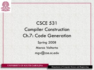 CSCE 531 Compiler Construction Ch.7: Code Generation