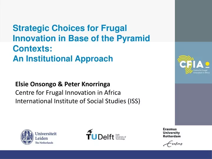 strategic choices for frugal innovation in base of the pyramid contexts an institutional approach