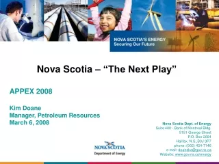 Nova Scotia – “The Next Play”