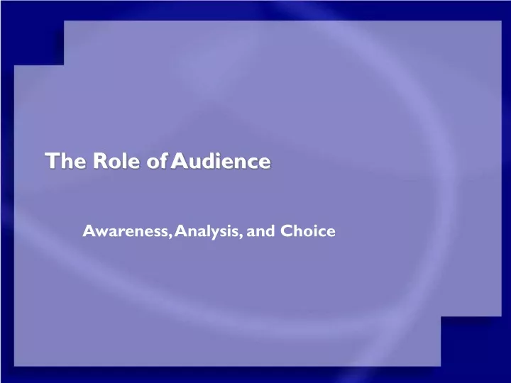the role of audience