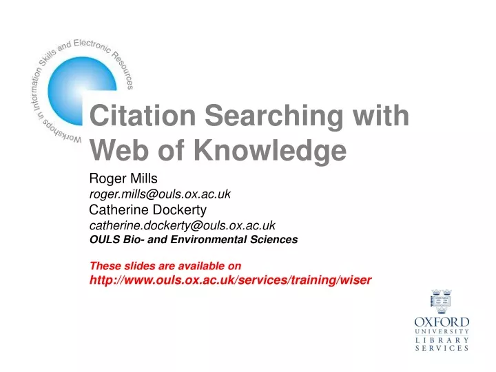 citation searching with web of knowledge