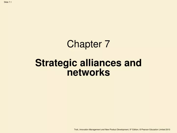 chapter 7 strategic alliances and networks