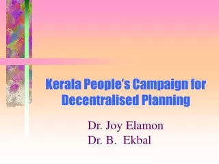 Kerala People’s Campaign for  Decentralised Planning