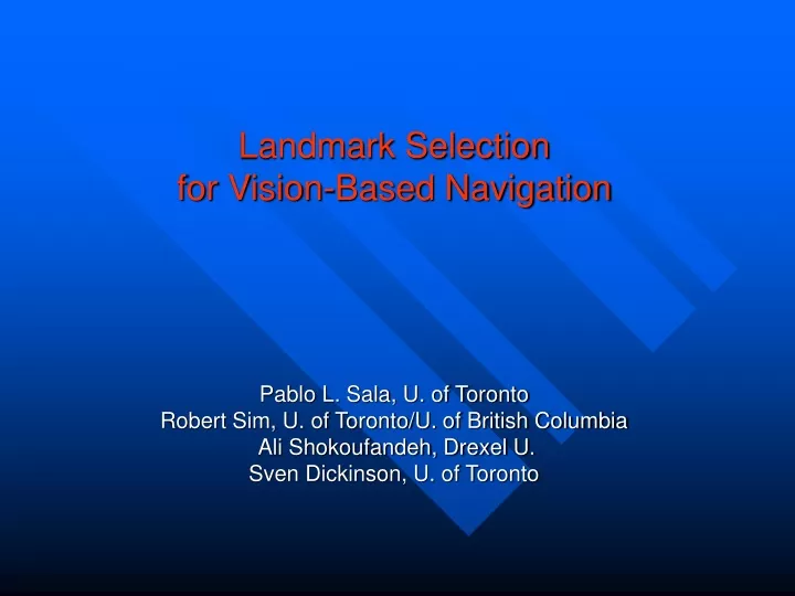 landmark selection for vision based navigation