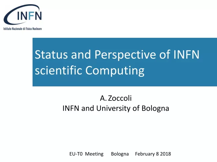 status and perspective of infn scientific computing