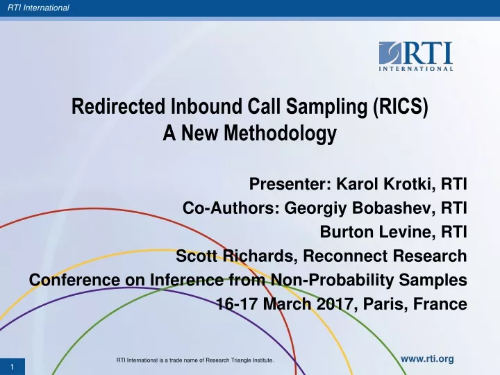 redirected inbound call sampling rics a new methodology