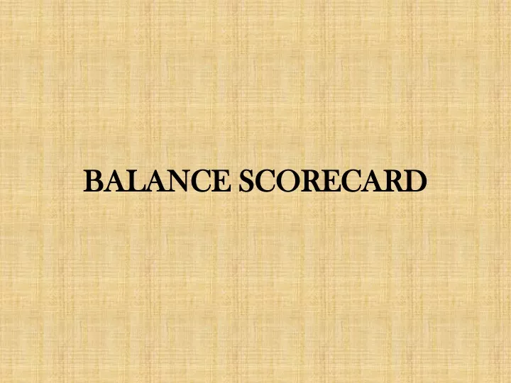 balance scorecard