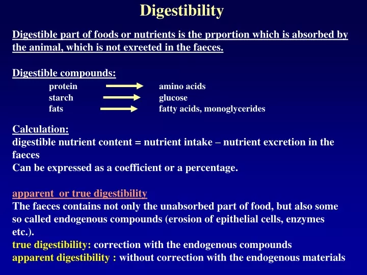 digestibility digestible part of foods