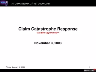 Claim Catastrophe Response  - A Sales Opportunity? -