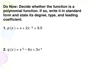 Section 4.1 Graphing Polynomial Functions