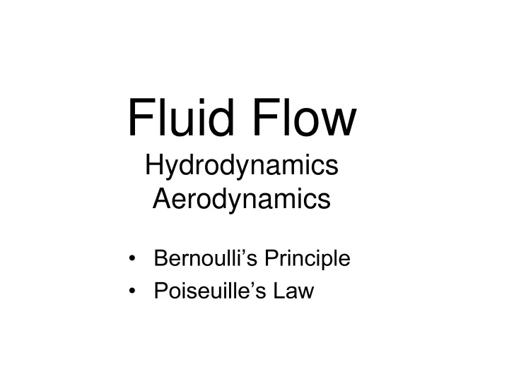 fluid flow hydrodynamics aerodynamics