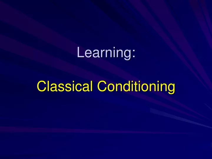 learning classical conditioning