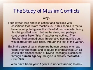 The Study of Muslim Conflicts
