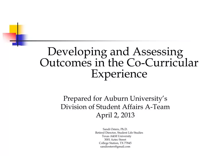 developing and assessing outcomes