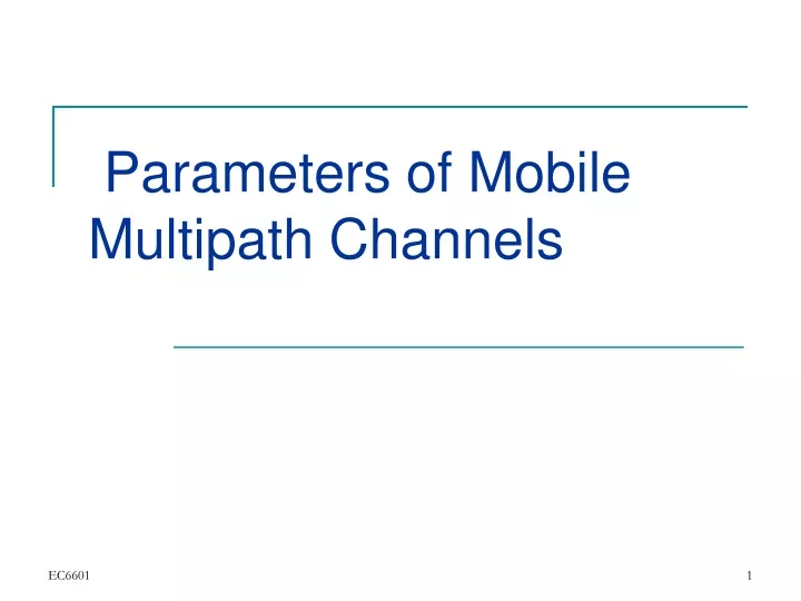 parameters of mobile multipath channels
