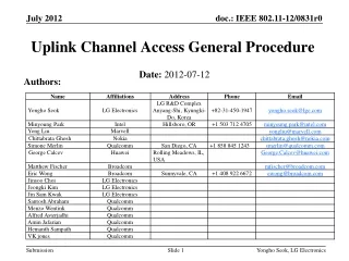Uplink Channel Access General Procedure