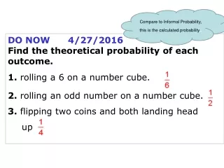 DO NOW      4/27/2016 Find the theoretical probability of each outcome.