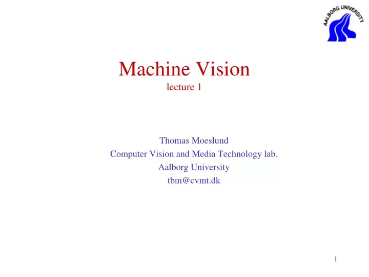 machine vision lecture 1