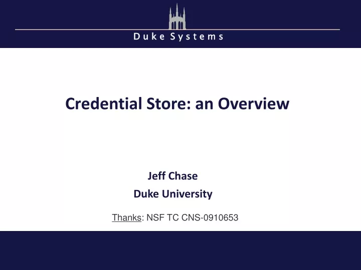 credential store an overview