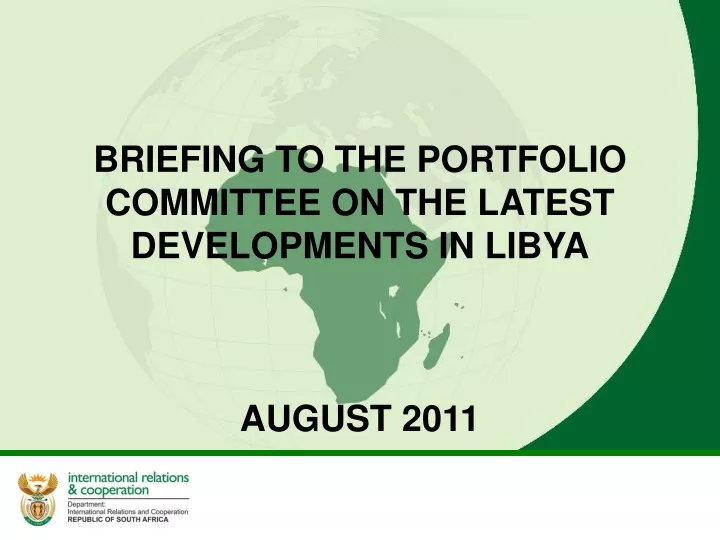 briefing to the portfolio committee on the latest