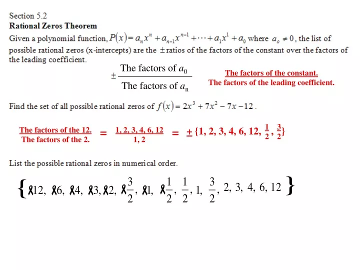 the factors of a 0