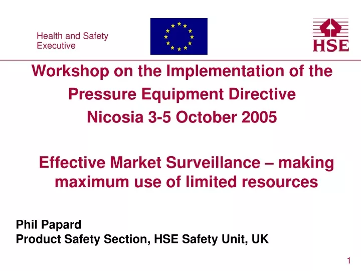 workshop on the implementation of the pressure equipment directive nicosia 3 5 october 2005