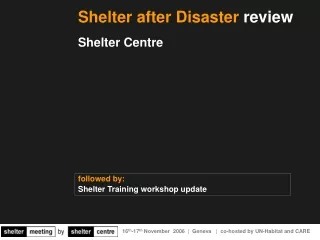 Shelter after Disaster  review Shelter Centre