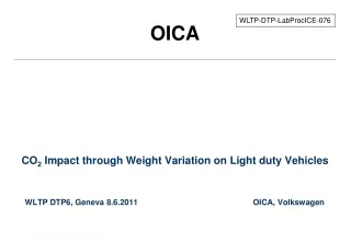 CO 2  Impact through Weight Variation on Light duty Vehicles